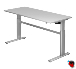 Schreibtisch-System: London-elektrisch verstellbar 70 -120 cm, Platte lichtgrau, Mass: 180 x 80 cm, sofort lieferbar, Preishammer ! 