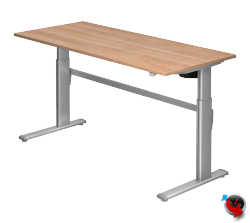 Schreibtisch-System: London-elektrisch verstellbar von 70-120 cm, Platte Nussbaum, sofort lieferbar, Preishammer !